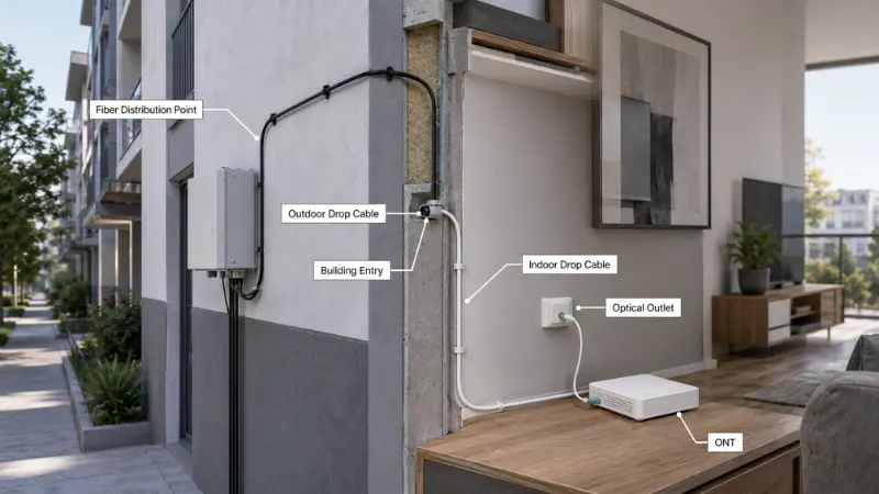 FTTH-pudotuskaapelin opas: tyypit, asennus ja valinta